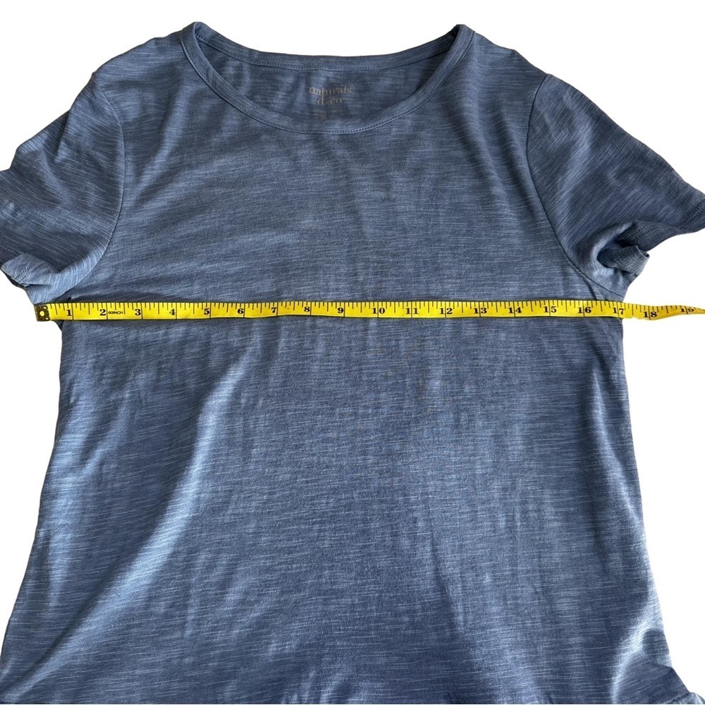 Naturals Denim & Co Blue Jersey Knit Top Shirt Tee Size XXS Peplum Ruffle NWOT - Picture 9 of 13